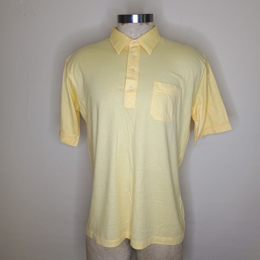 VTG Tournament Arrow Polo Shirt XL Short Sleeve Yellow Golf Mens Preppy